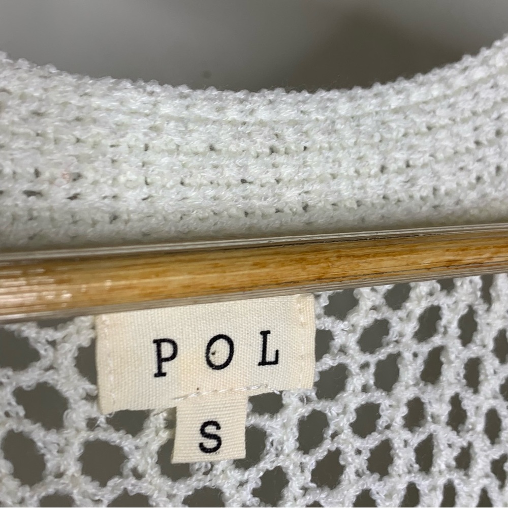 POL Elegant White Open-Knit Women's Sweater Cardigan Size S - Picture 3 of 5